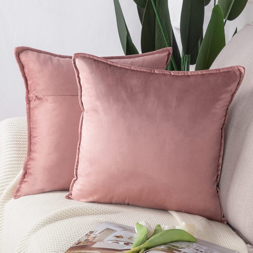 4017 Set of 2 Super Soft Velvet Decorative Throw Pillow Covers 18x18 inch